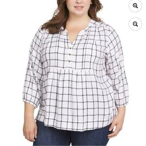 Wrangler White and Black plaid Blouse